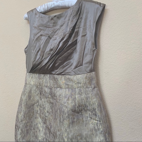 Maggy London Asymmetrical Metallic Jacquard Dress - Picture 5 of 9